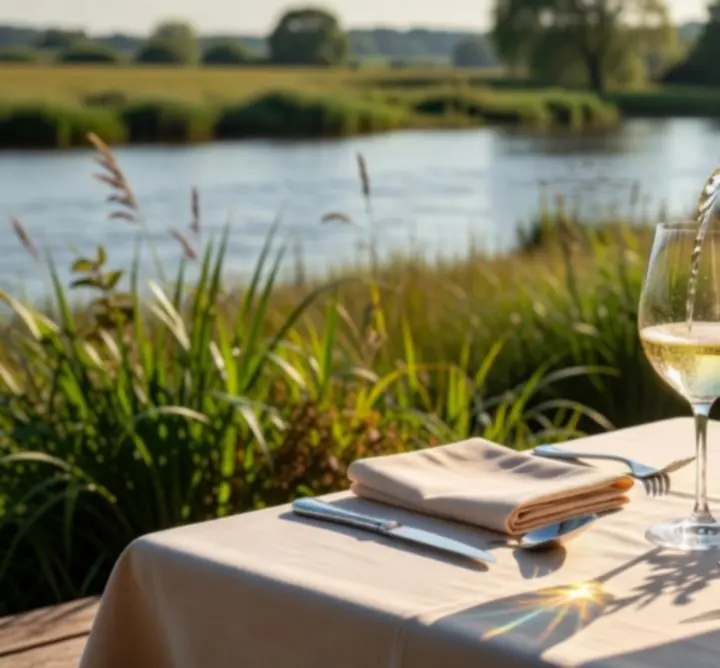Wine being poured in a Norfolk vineyard setting
