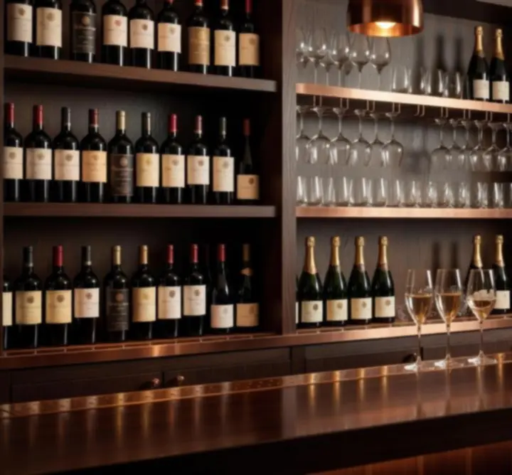 Curated wine selection displayed behind the bar at Coldham Hall